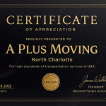 A Plus Moving Certificate